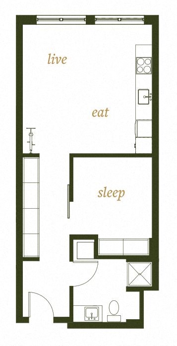230 Ash Apartments One Bed B1 Floor Plan